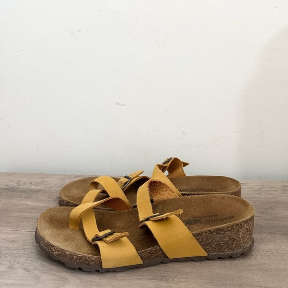 Marina Luna Yellow Molded Cork Strappy Leather Sandals Size 7 - Picture 1 of 7